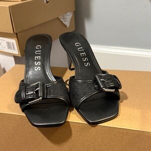 Guess Black Buckle Heels for Women
